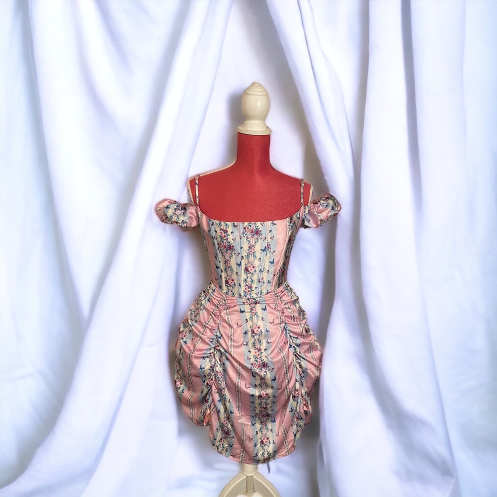 Sugar Thrillz Corset Dress Pink Floral Ballgown Queen Diaries Butterfly Small